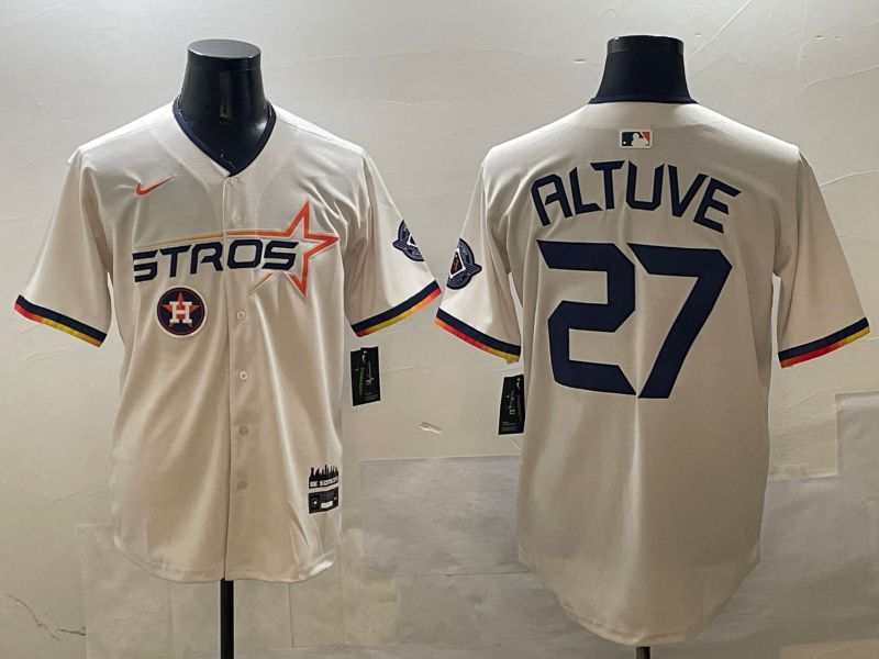 Men Houston Astros #27 Altuve Cream Three generations Joint Name 2025 Nike MLB Jersey style 10